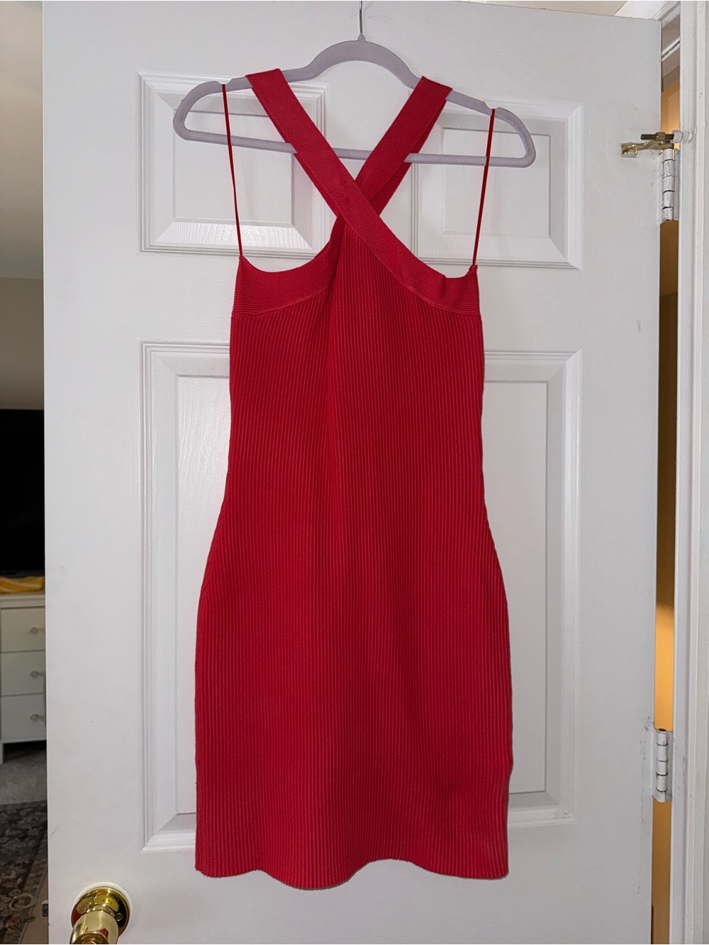NWT House of Harlow 1960 Red One-Shoulder Cross-Neck Bodycon Dress - Picture 2 of 3